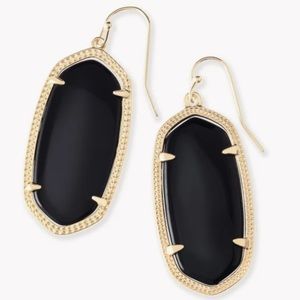 Kendra Scott Elle Gold Drop Earrings in Black Opaque Glass